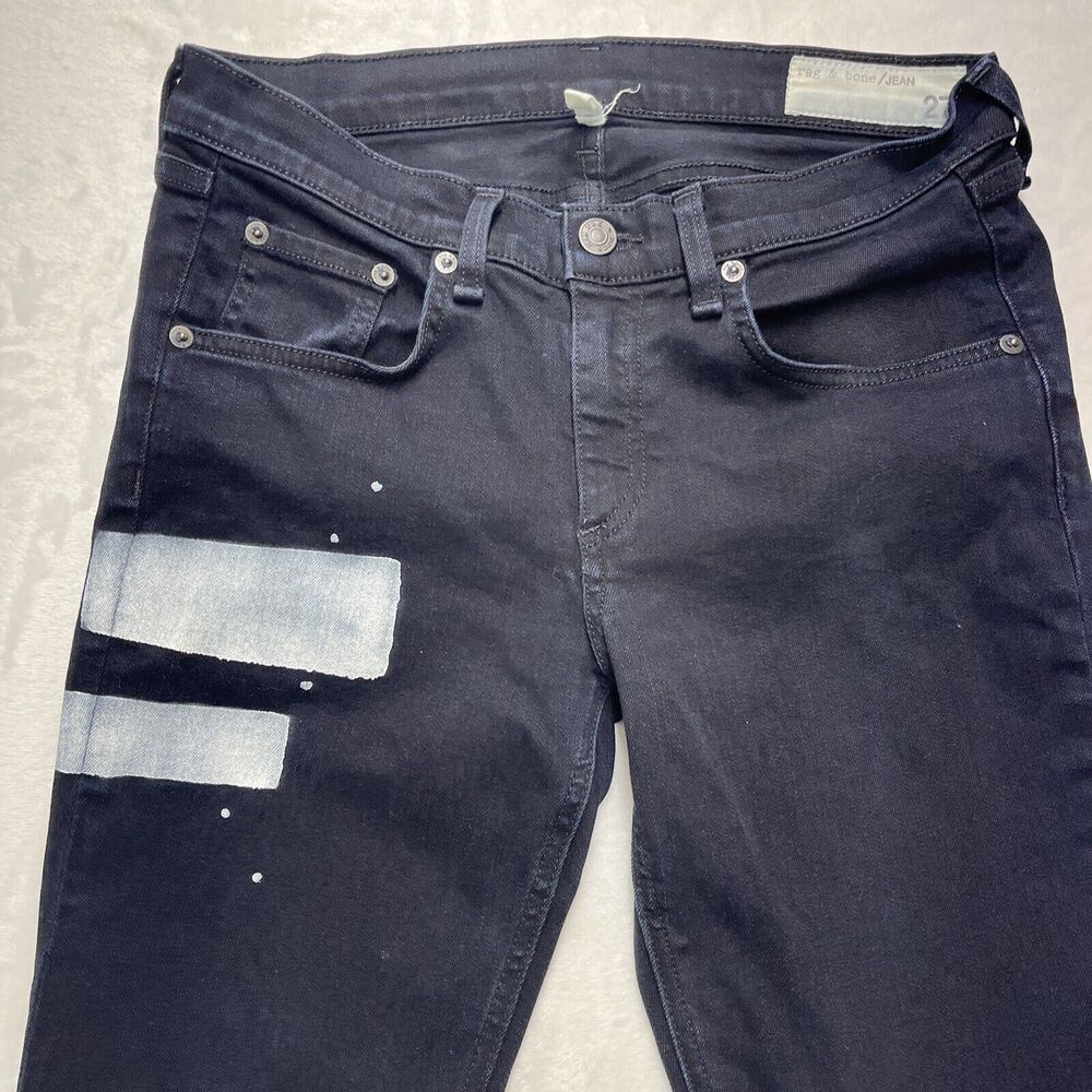 Rag & Bone Jeans Women’s 27 Denim Cate Mid-rise Skinny COAL Block Dark Wash USA - Picture 3 of 8